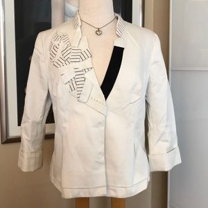 Anthropologie ivory with navy strip detail blazer